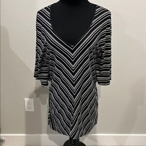 Black and White Striped Women's Top
